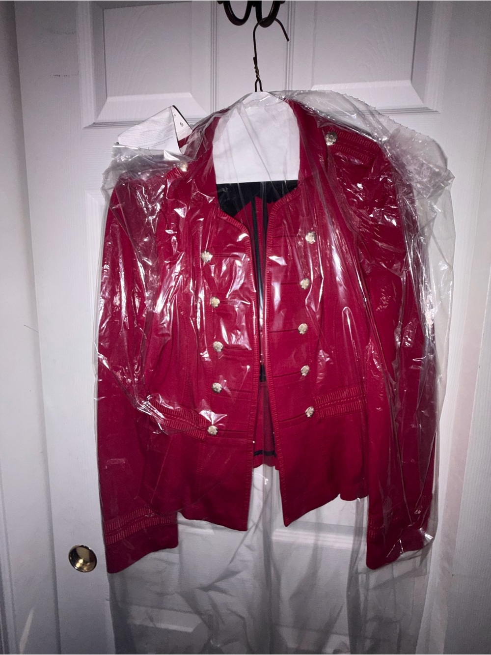 White House Black Market Red Military-Style Blazer with Decorative Buttons - Picture 4 of 4